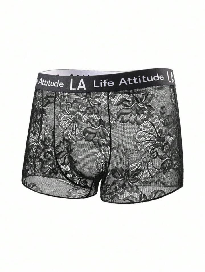 Men's Sexy Lace Trunk  With Letter Waistband